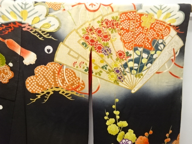  大正ロマン　御所車に松梅模様刺繍五つ紋花嫁衣装振袖2枚重ね・丸帯セット